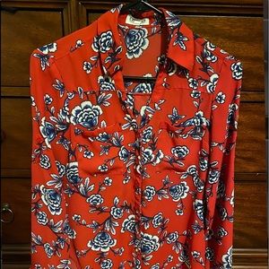 Red Floral Blouse